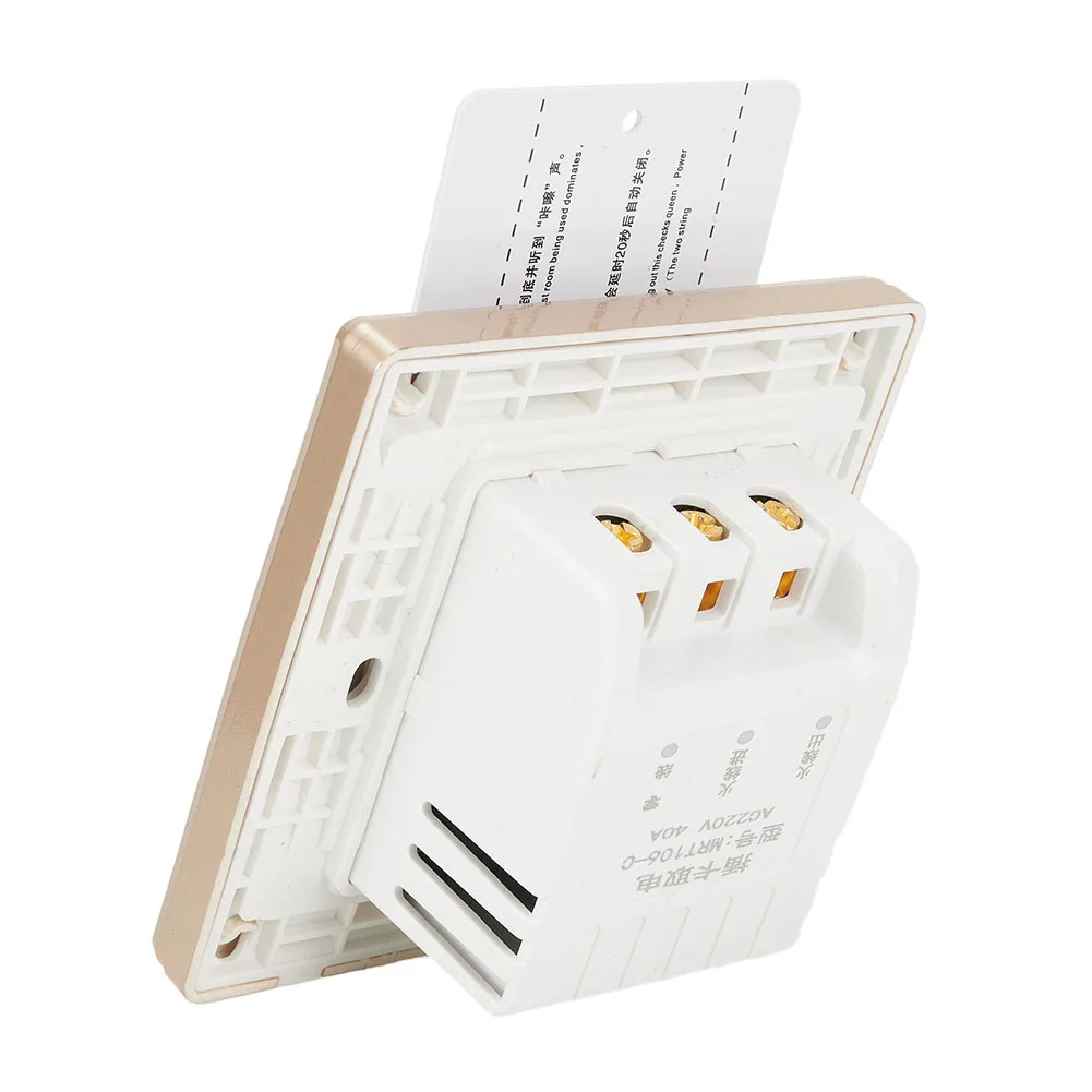 Electric Power card switch Business ID Indoor Socket for champagne gold Villa Insert for power-off Function AC 100-250V