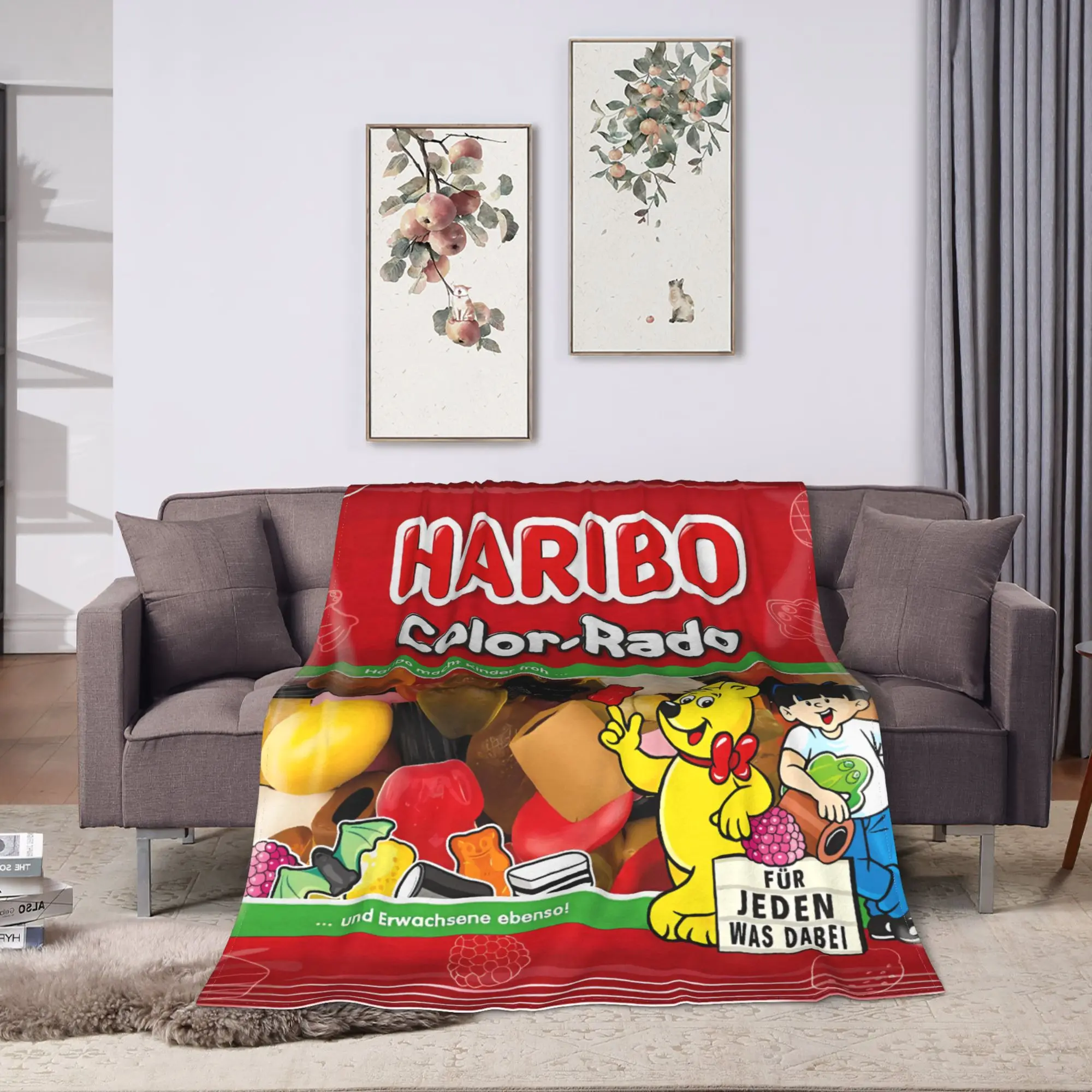 Haribo Bear Candy Plush Blankets Students  Flannel Throw Blanket For Home Decor Soft Design Quality Bedspread Birthday Gift