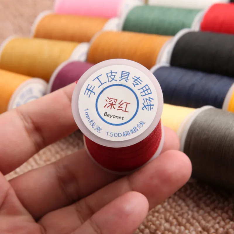 DIY Sewing Thread Durable Leather Flat Waxed Thread Cotton Cord String for DIY Handicraft Tool Hand Stitching Wax-Coated 1-1.2mm
