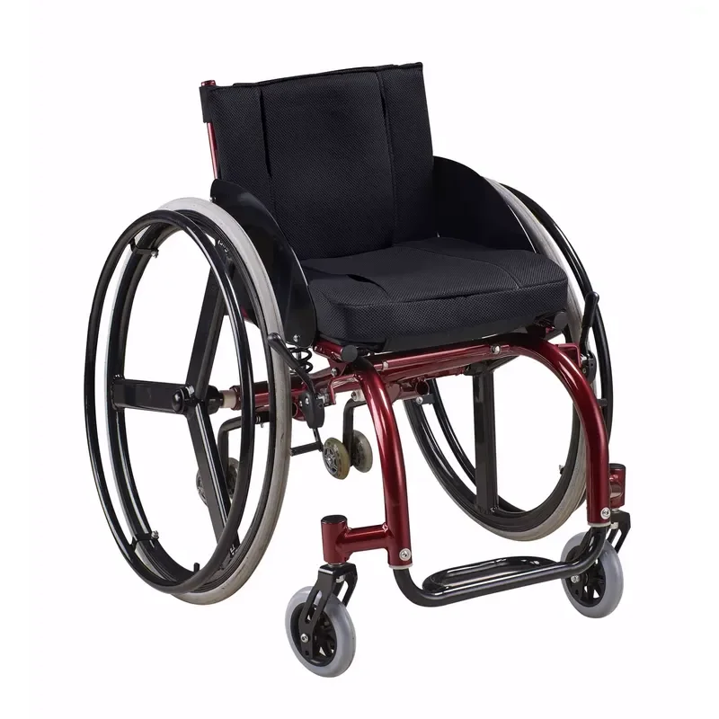 Aluminum Frame Manual Wheelchair 24 Inch Folding Sports Design Lightweight Mobility Aid for Elderly Disabled Patients