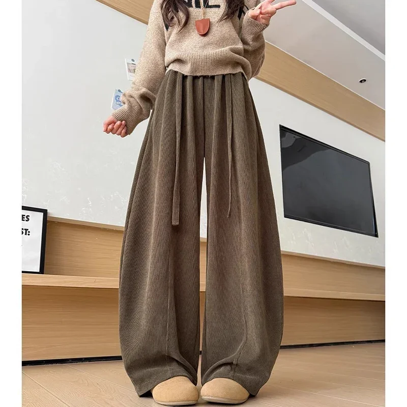 Pantalones de chándal clásicos para mujer, pantalones de moda coreana para niñas, pantalones de pierna recta fina de cintura alta, pantalones casuales de gran oferta para mujer