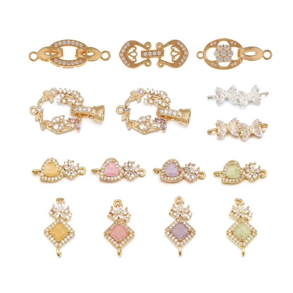 

Сердечный дизайн 30 шт. Изготовление своими руками/CZ разъемы/квадратная форма сердца/покрытие из настоящего золота/фурнитура и компоненты для ювелирных изделий/ручная работа