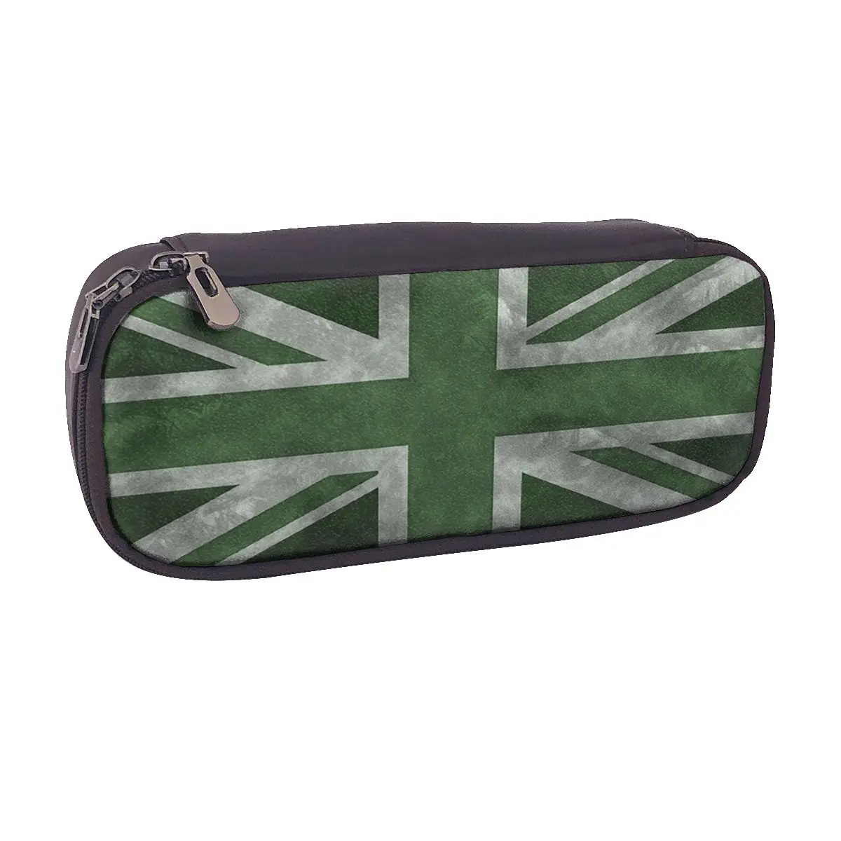 

Green Distressed Union Jack Leather Pencil Case for Studen Gifts Pen Box Pencil Bag Stationery Supplies