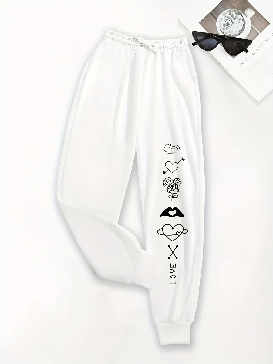 Graphic Print Trousers, Elastic Waist Casual Pants, Women Comfortable To Wear, Y2K Retro Hip-hop Digital Print Pants for Women
