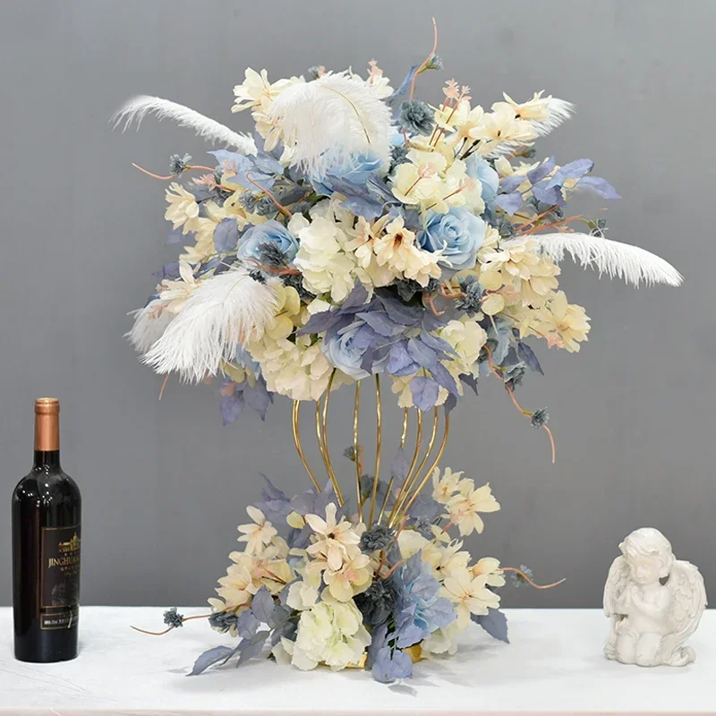 Wedding props high-end electroplated silver small earth main hotel wedding hall ktv desktop decoration silk flower ornament