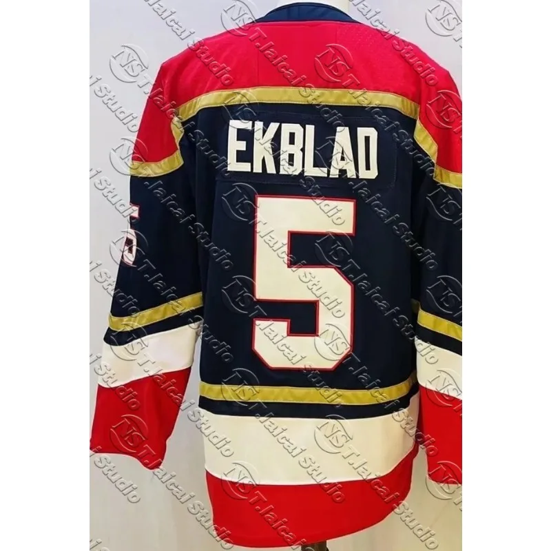 تي شيرت رجالي 2025 سيرجي بوبروفسكي فلوريدا بانثرز ستانلي كأس النهائي للمنزل أحمر طويل الأكمام تي شيرت فضفاض مناسب لهوكي الجليد تي شيرت