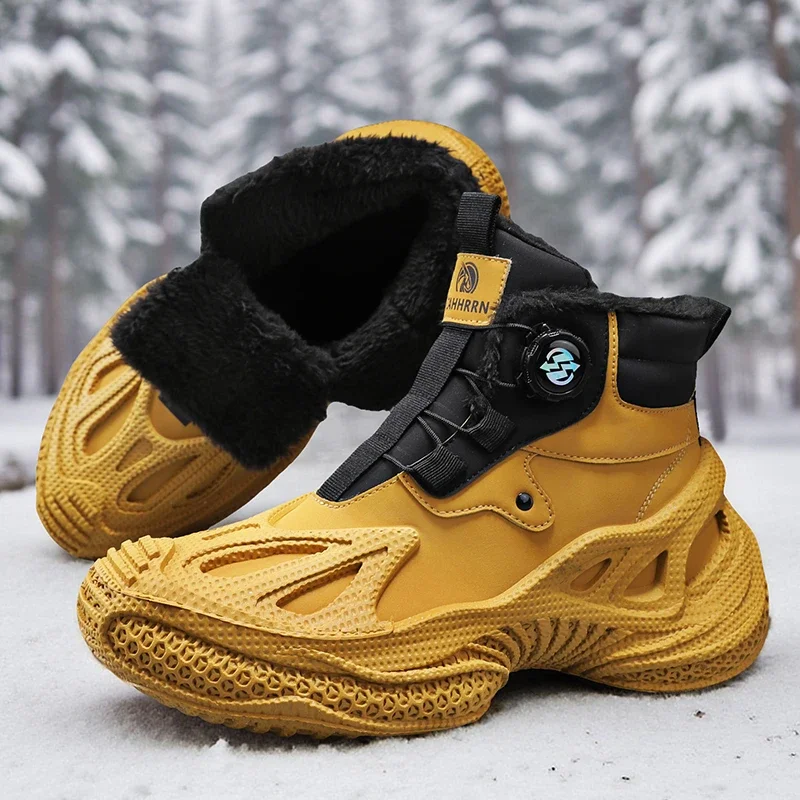 

Outdoor Warm Fur Men Combat Tactical Desert Boots Snow Boots Male Field Hunting Hiking Climbing Training Waterproof Sports Shoes