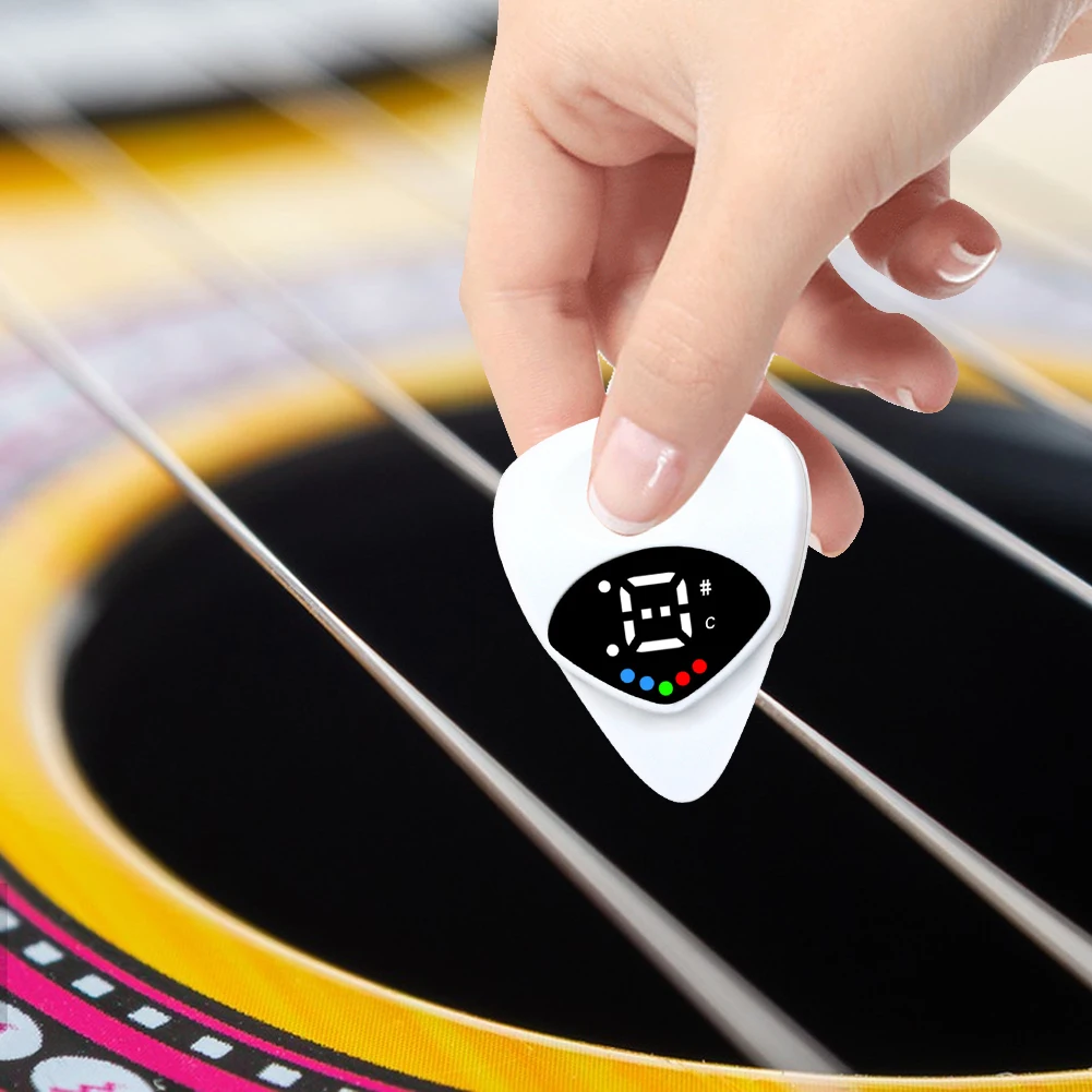 2-in-1 Portable Guitar Pick & Tuner Combo Functionality with Guitar Pick Folk Guitar & Ukulele Tuner 12-Tone Equal Temperamen