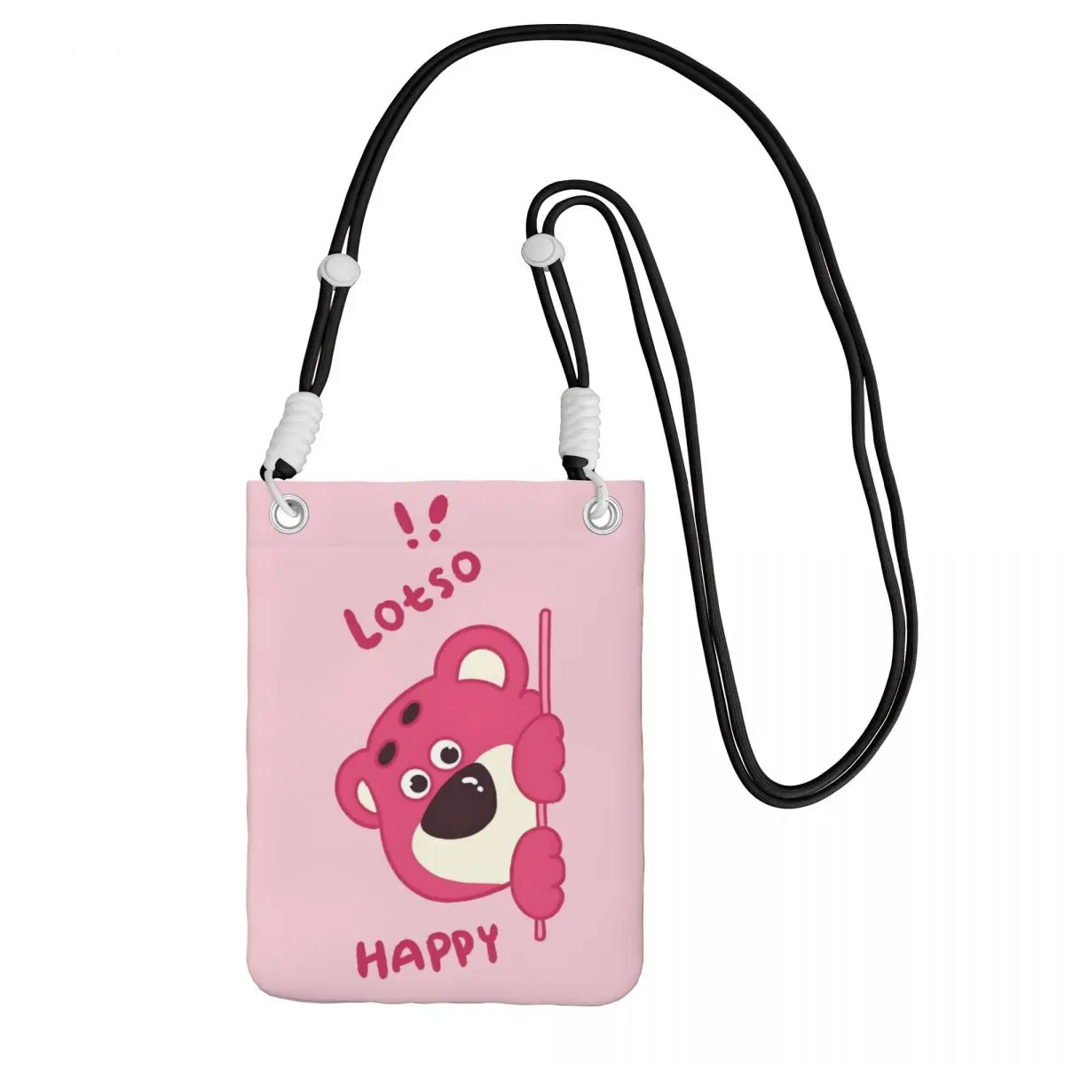 

Custom Lotso Carry A Mobile Phone Bag Diagonally Women Men Strawberry Bear Cartoon Shoulder Crossbody Bag Adjustable Length