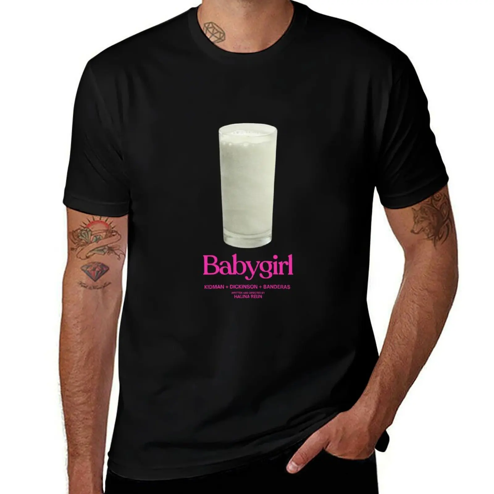

Babygirl glass of milk a24 T-Shirt vintage anime shirt boys animal print summer tops mens white t shirts