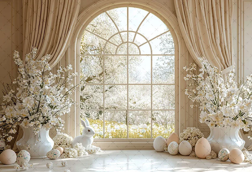 Mehofond التصوير خلفية الربيع عيد الفصح زهرة أرنب البيض نافذة الاطفال حفلة عيد ميلاد صورة ديكور خلفية استوديو الصور
