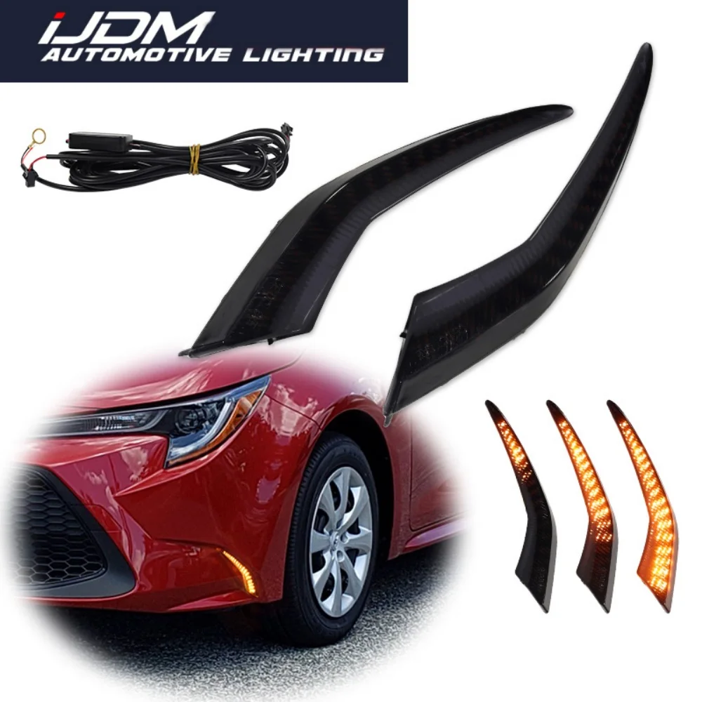 

For 2020 2021 2022 2023 Toyota Corolla L LE XLE Switchback White & Amber LED Front DRL/Fog Lights Sequential Turn Signal Lights