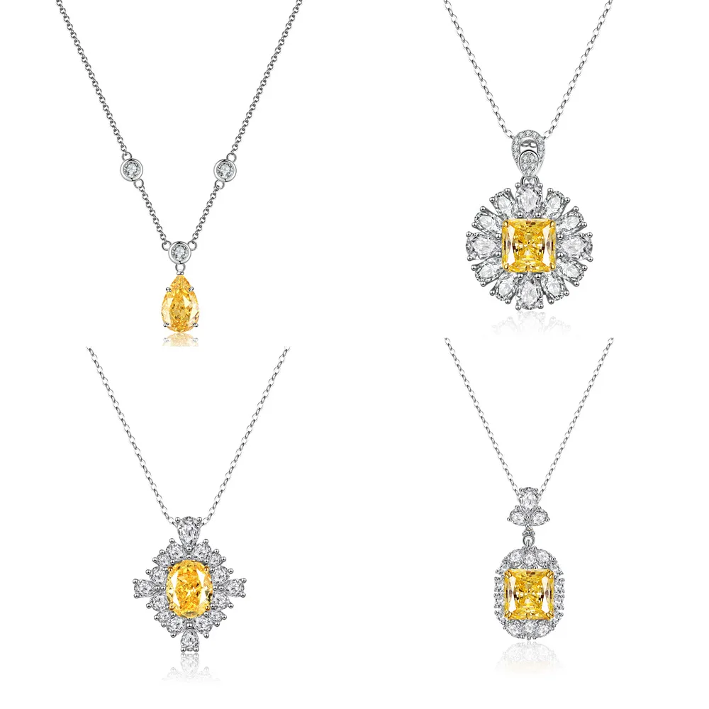 

Ожерелье из стерлингового серебра S925 с желтыми бриллиантами, многоцветный дизайн, женское, элитное, роскошное, для повседневной носки, банкетов, вечеринок, свадеб, ювелирное украшение