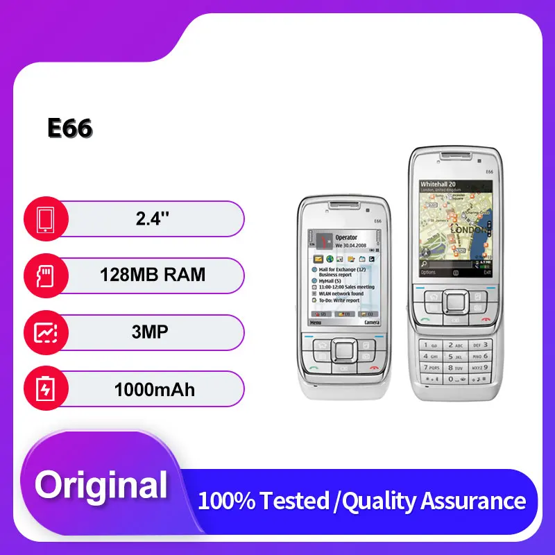 الأصلي مقفلة E66 WIFI واحد Sim GSM 900/1800 2G/3G الهاتف المحمول لوحة المفاتيح العربية الروسية المصنوعة في فنلندا #1