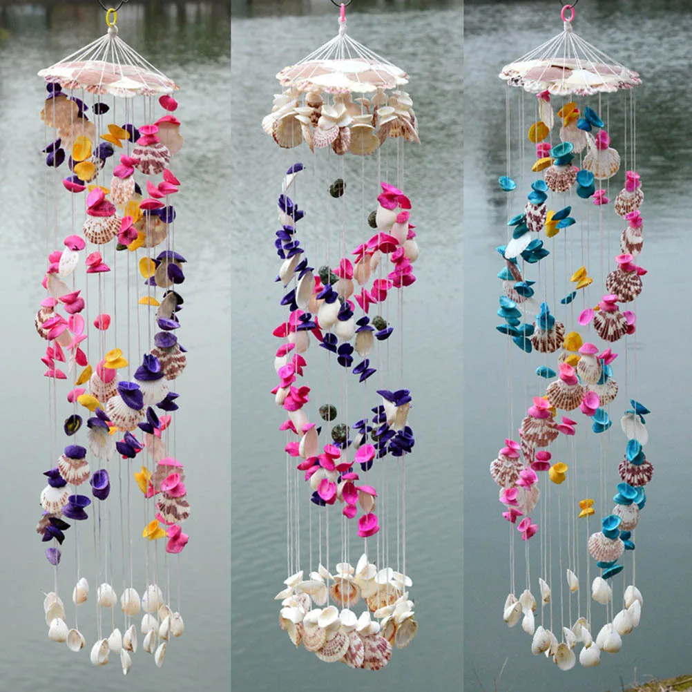 

1Pcs Shell Wind Chimes Mediterranean Colorful Spiral Decor for Home Garden Corridor Window Random Color Pleasant Voice Durable