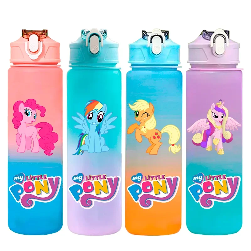 750ML My Little Pony Cartoon Large Capacity Water Cup Kids Outdoor Sports Water Cup Portable Gradient Plastic Water Bottle Gifts