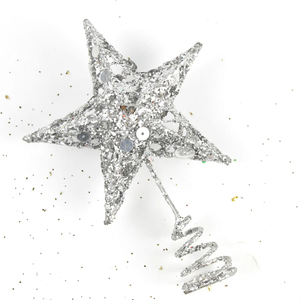 

Star Tree Topper 5 Pointed Golden Glitter Hollow Spiral Mount Perfect for Tabletop Christmas Tree Holiday Decoration Sparkling