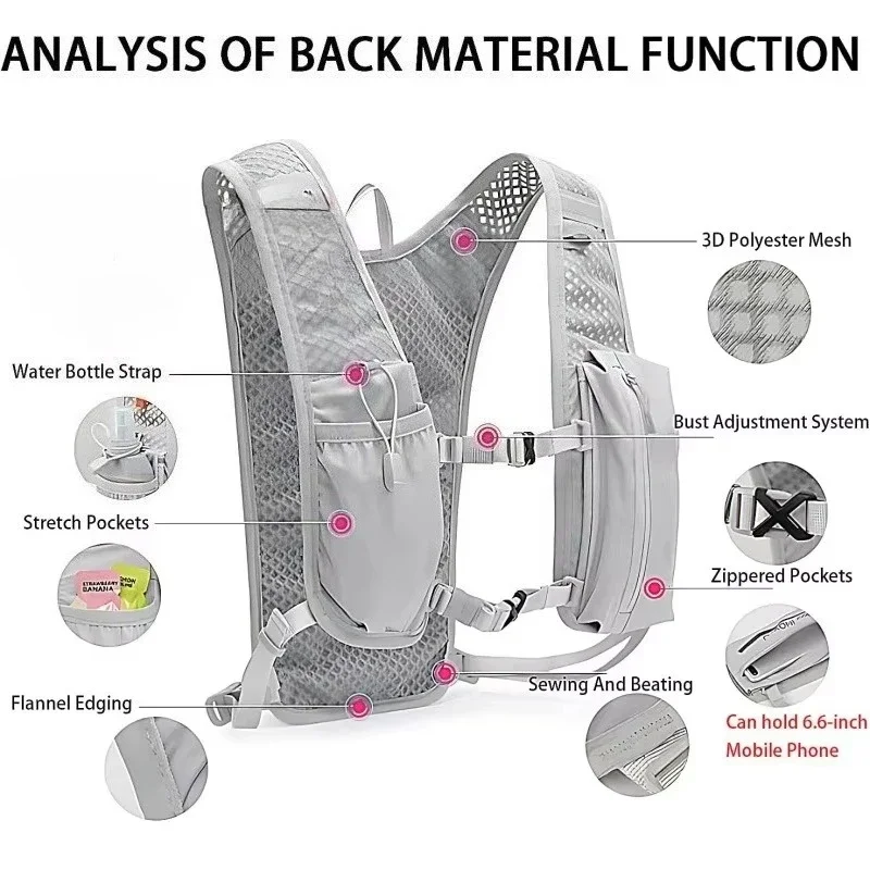 Outdoor Hiking Cycling Hydration Vest Breathable Water Chest Pack Marathon Running Backpack With Phone Pocket