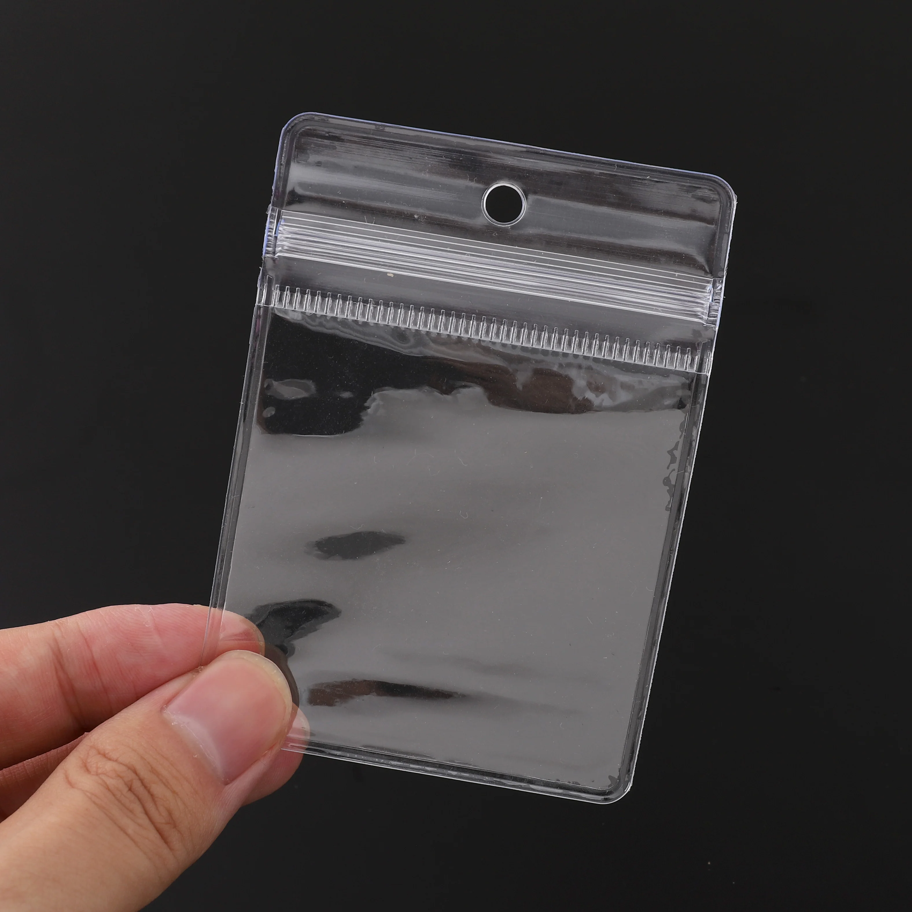 20 Stück transparente PVC-Absluitungsbeutel mit Loch, verdickter Reißverschluss, durchsichtige Kunststoff-Aufbewahrungsbeutel für kleine Schmuck und Lebensmittel
