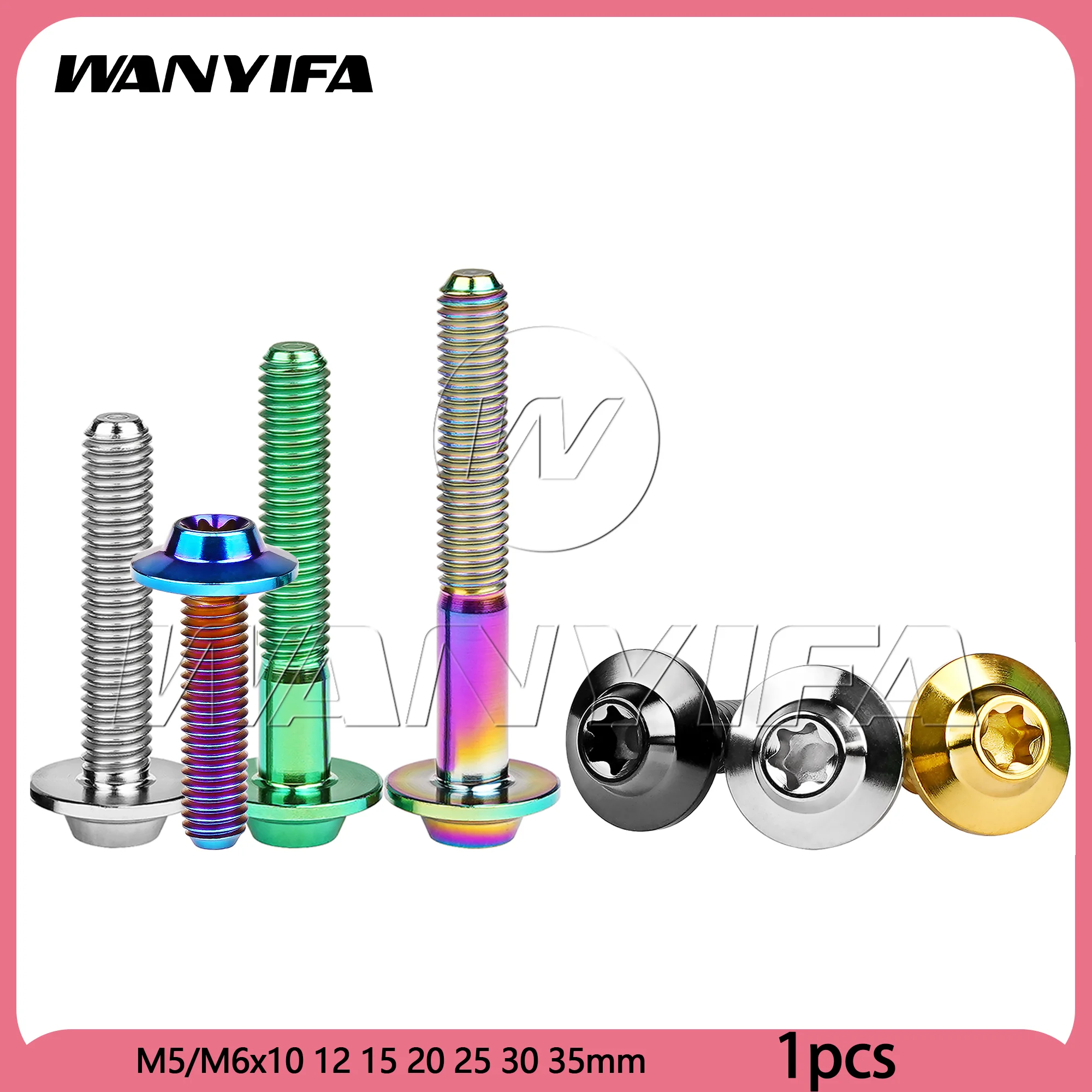 Wanyifa  Titanium Bolt  M5/M6x10 12 15 20 25 30 35mm Butterfly Umbrella Torx Head Screws for Bike Motorcycle Disc Brake