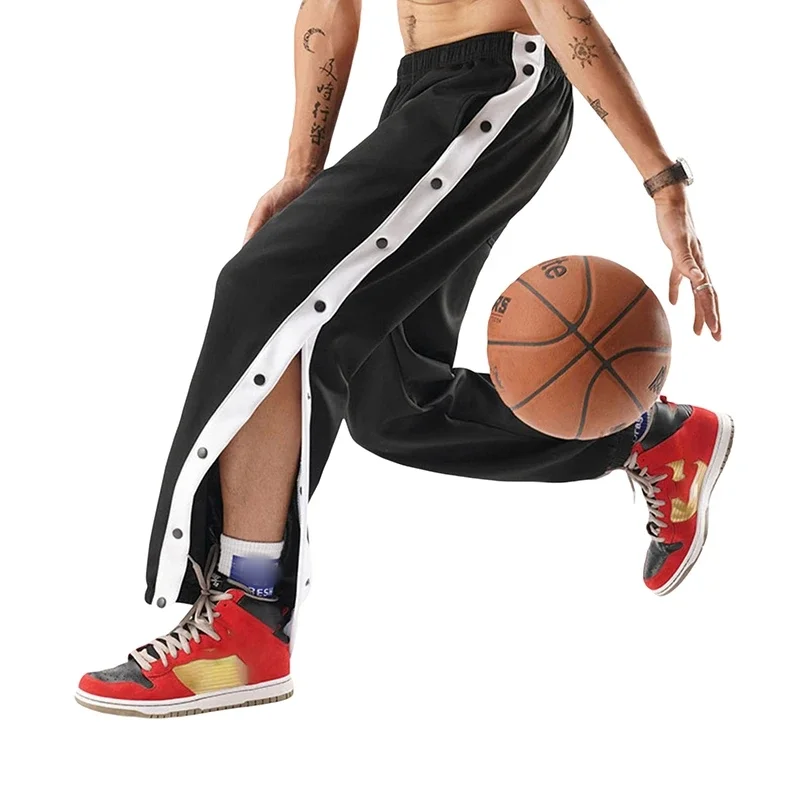 Men Sweatpants Jogging Sportswear  Men's Fitness Pants Casual Loose Mesh Trousers Quick-dry Breathable Pants Side button design
