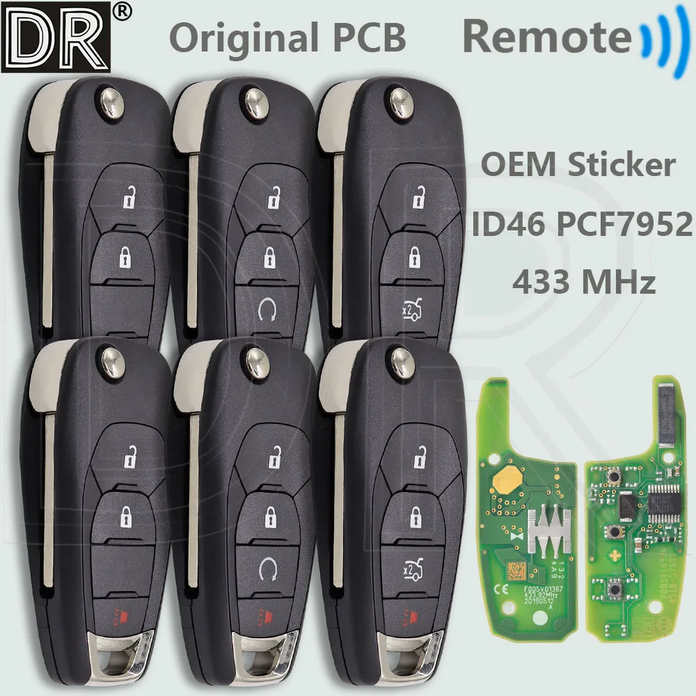 

Оригинальный ключ-пульт DR ID46 PCF7952 с платой PCB 315/433 МГц для автомобилей Chevrolet Cruze, Avo, XL7, XL8, Trailblazer, Onix, RS, Tracker