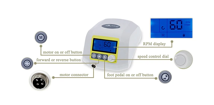 RHJC PRIME 926 Bürstenloser Mikromotor 60000RPM 250W Hochdrehmoment LCD-Display Schmuck- und Edelstein-Gravur Dental-Labor Rotationswerkzeug – Detail 2