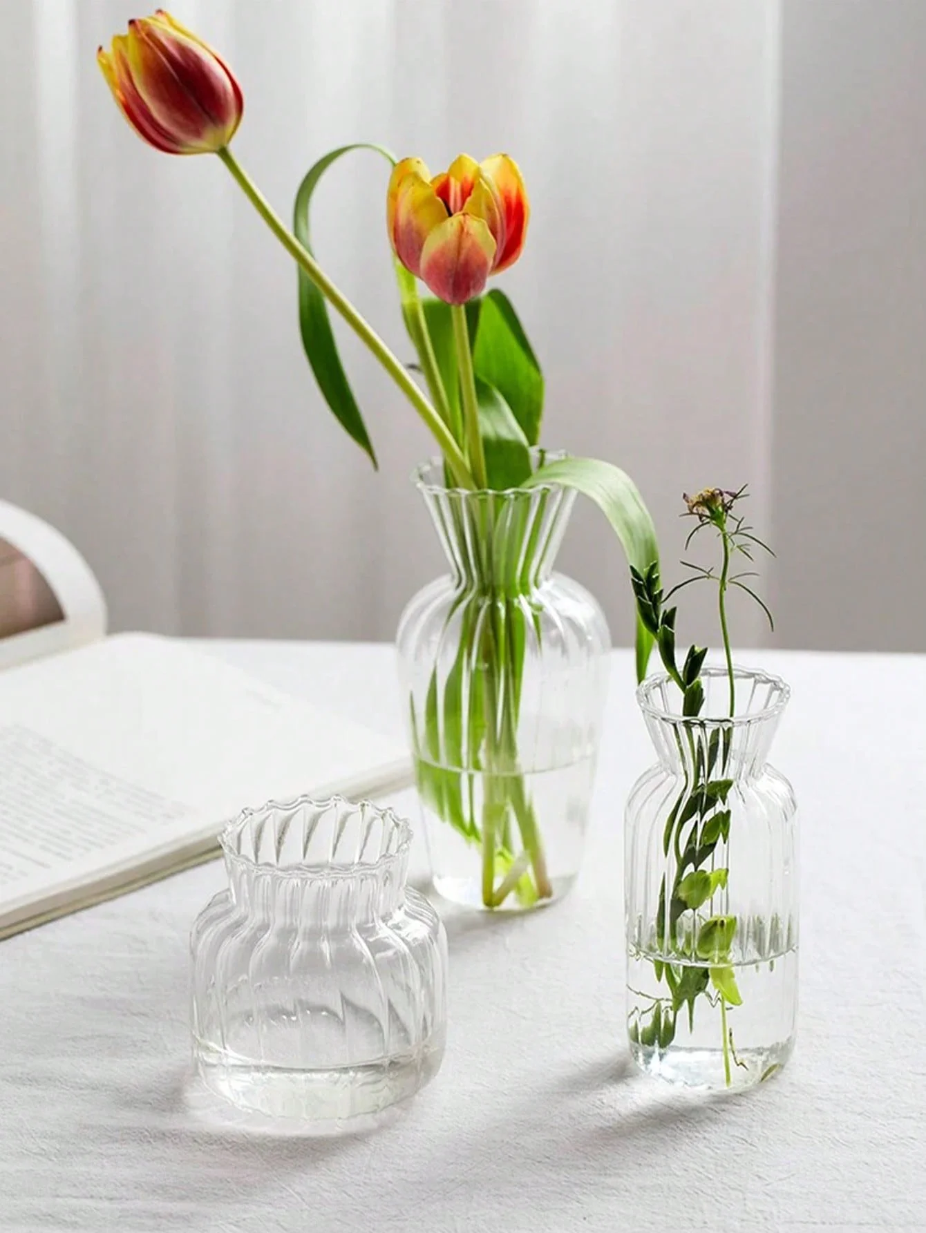 Mini-Glasvase, trendige kleine Vase, exquisiter transparenter Hydrokultur-Stil, kreatives Blumenarrangement-Ornament, kleine Glasflasche, Tisch-Blumengefäß