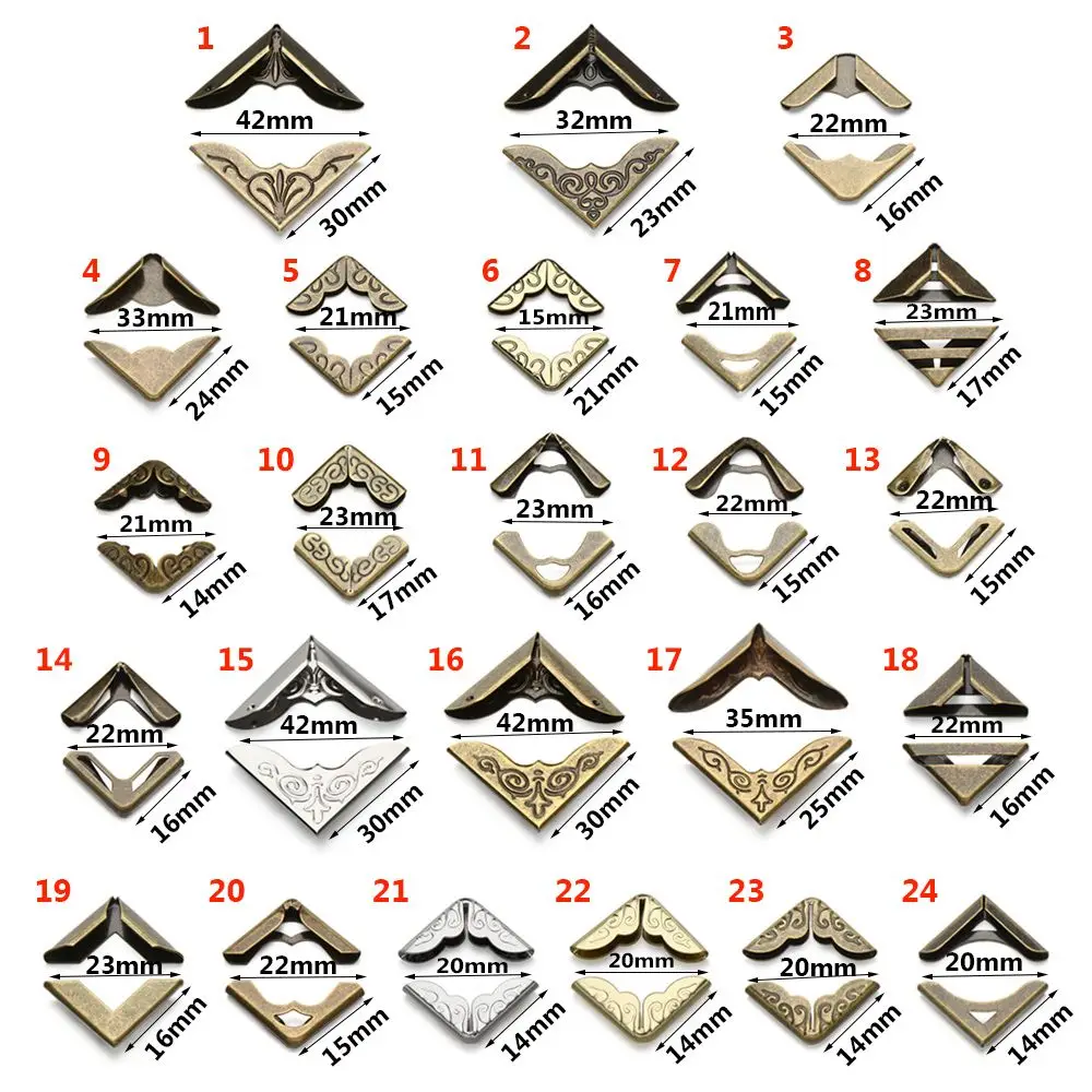 4 pezzi di decorazione per menu di libri retrò, protezione per angoli di libri, angoli metallici, album fotografici, accessori per album