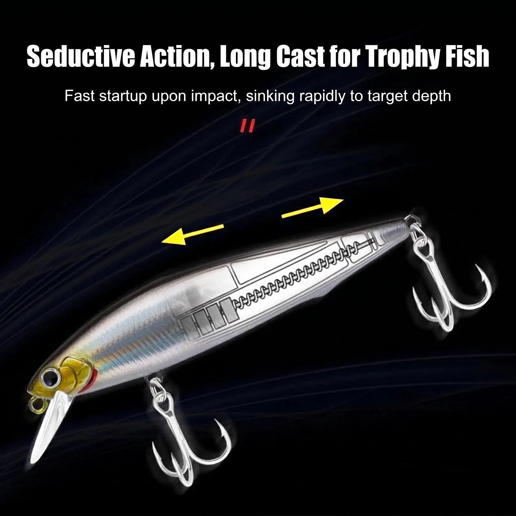 1pc 5g/7g/10g/14g Silver Knife Long Shot Sinking Minnow Fishing Lure Full Swimming Layer Artificial Wobbler Hard Bait