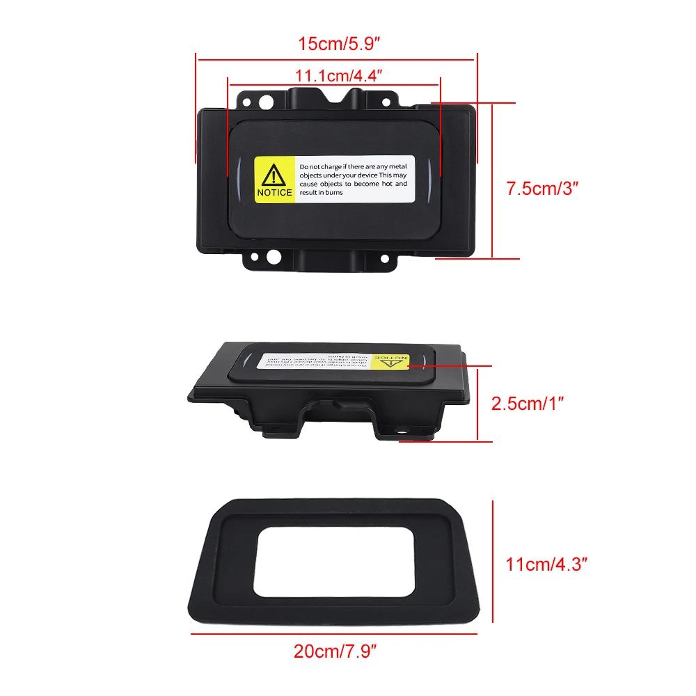 15W Charger Upgrade Console Intelligent Wireless Charging Pad for Ford Bronco 2021 2022 2023 2024 2/4-Door Accessories
