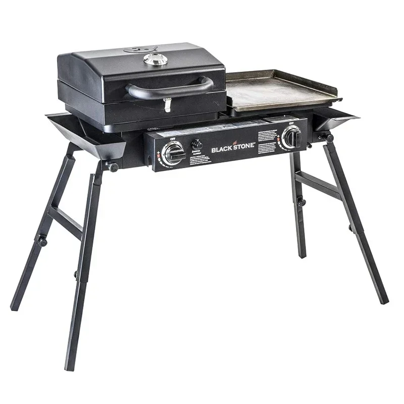 Blackstone Tailgater Stainless Steel 2 Burner Portable Gas Grill and Griddle Combo