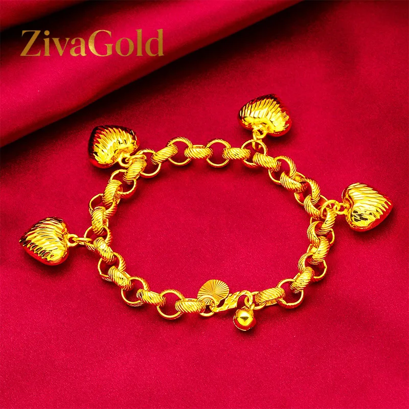 

ZivaGold 24K Gold Pineapple Heart Bracelet AU999 Pure Gold, playful pineapple-heart design, 3D shape for a lively and elegant