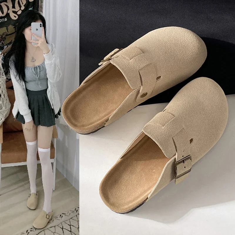 2024 Cork Suede Mules Slippers For Women Fashion Men Clogs Shoes Classic Cork Antislip Outdoor Slippers With Arch Support