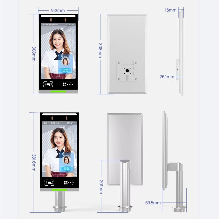 Touch Screen 10 Inch Android Management Face Identification Device Biometric Attendance Machine with QR Code Reader and RFID