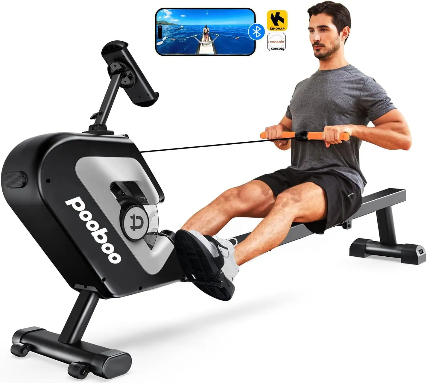 rowing machine, Max 350 LBS Magnetic Rower with LCD Monitor, Tablet Holder, Upgraded Rowing machines for home use