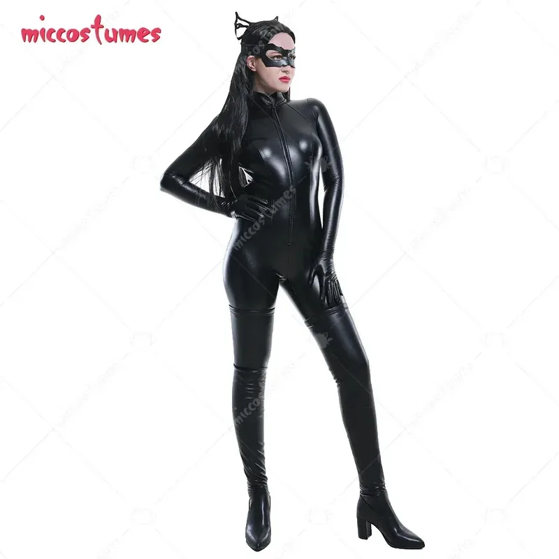 

Miccostumes's-8 Women Black Catsuit Zentai Suit Bodysuit Jumpsuit Cosplay Costume with Eyepatch for Halloween