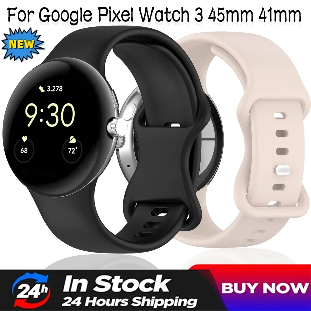 Offizielles Silikonarmband für Google Pixel Watch 3 45 mm 41 mm, atmungsaktives Sportarmband für Google Pixel Watch 2/1 Band