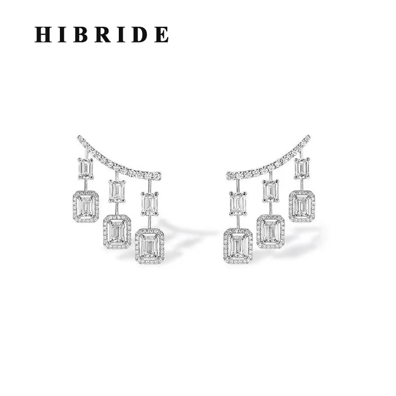 

HIBRIDE Luxury Fashion Crystal Geometric Stone Drop Earrings For Women Wedding Jewelry Brincos Dangle Earring Bijoux E-874