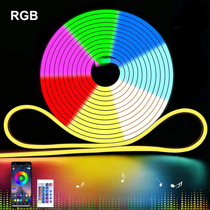 RGB LED النيون قطاع 5 فولت USB بلوتوث APP التحكم عن بعد النيون حبل أضواء ضوء مرن في الهواء الطلق IP67 مقاوم للماء للديكور الداخلي