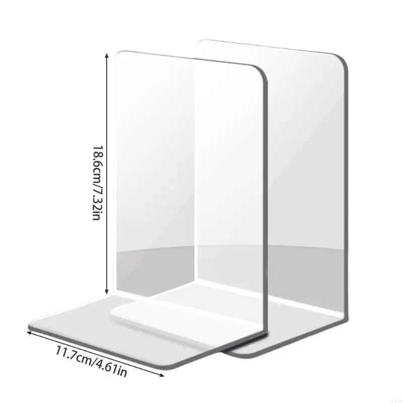 T5EA 8 PCS Clear Acrylic Book Holders Book Stoppers Book Book End L.PLENS