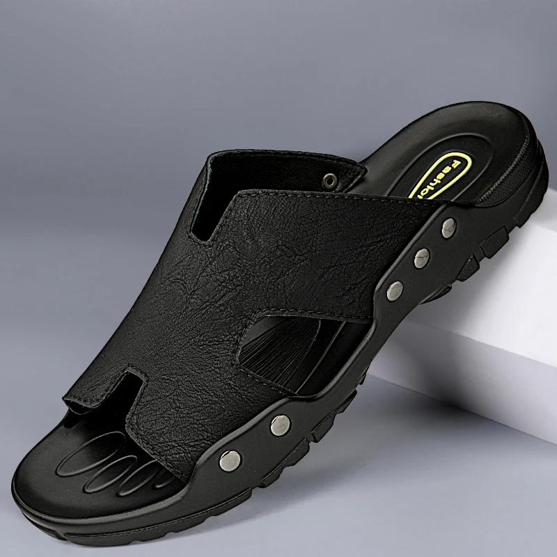 Men Sandal Slippers leather Summer Sneaker   Slippers Men Slides Soft Eva Slippers Casual Beach Shoes men big size 4849505152