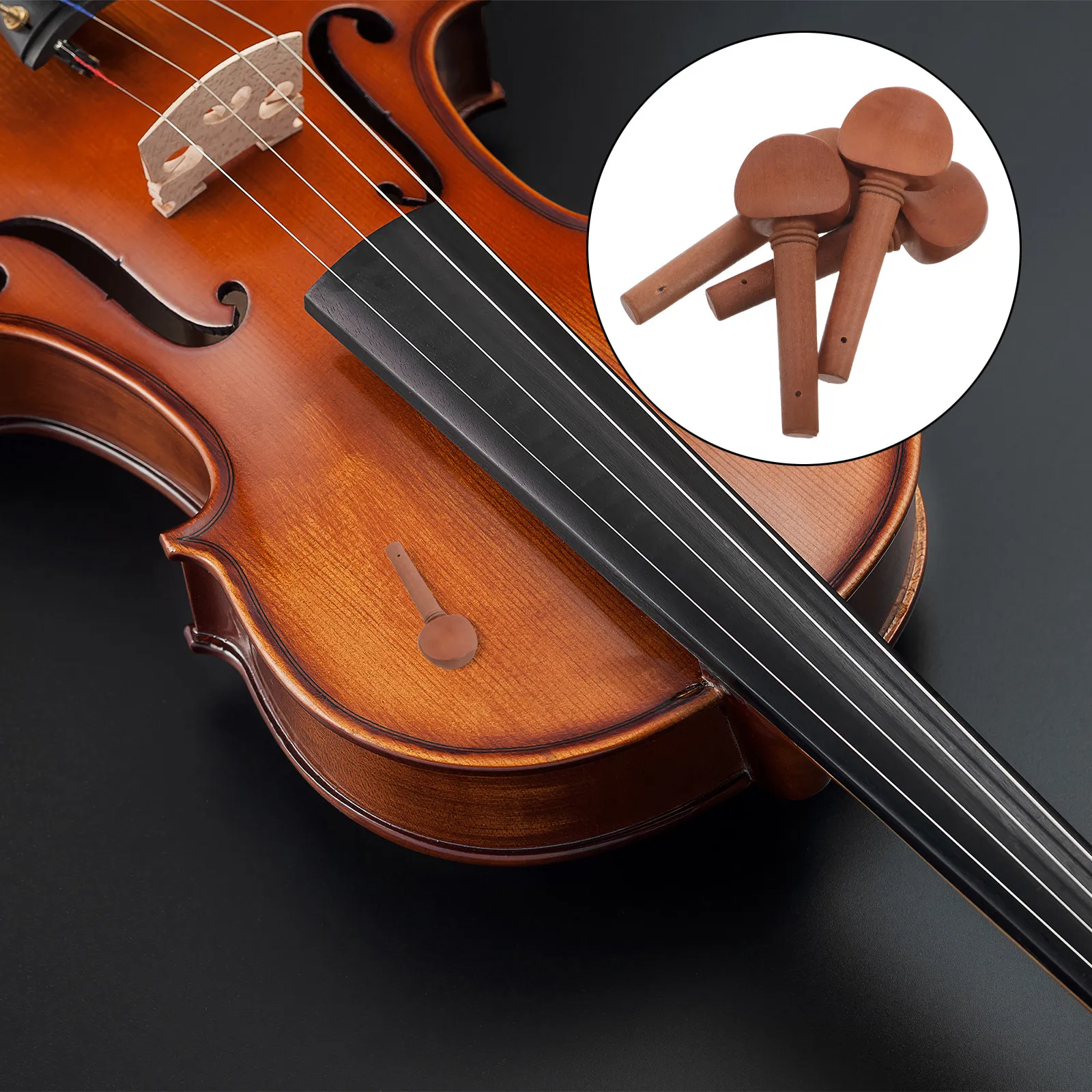 4Pcs Violin Tuning Pegs Wood Jujube 34 44 Violin Parts Replacement Smooth Precise Tuning Musical Instrument Accessories