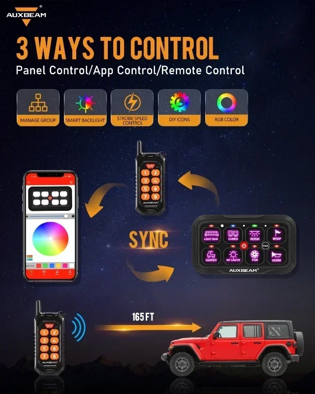 12V 24V 8 kelompok Panel sakelar papan pengendali sistem Relay elektronik dengan aplikasi & pengendali jarak jauh untuk mobil SUV UTV ATV