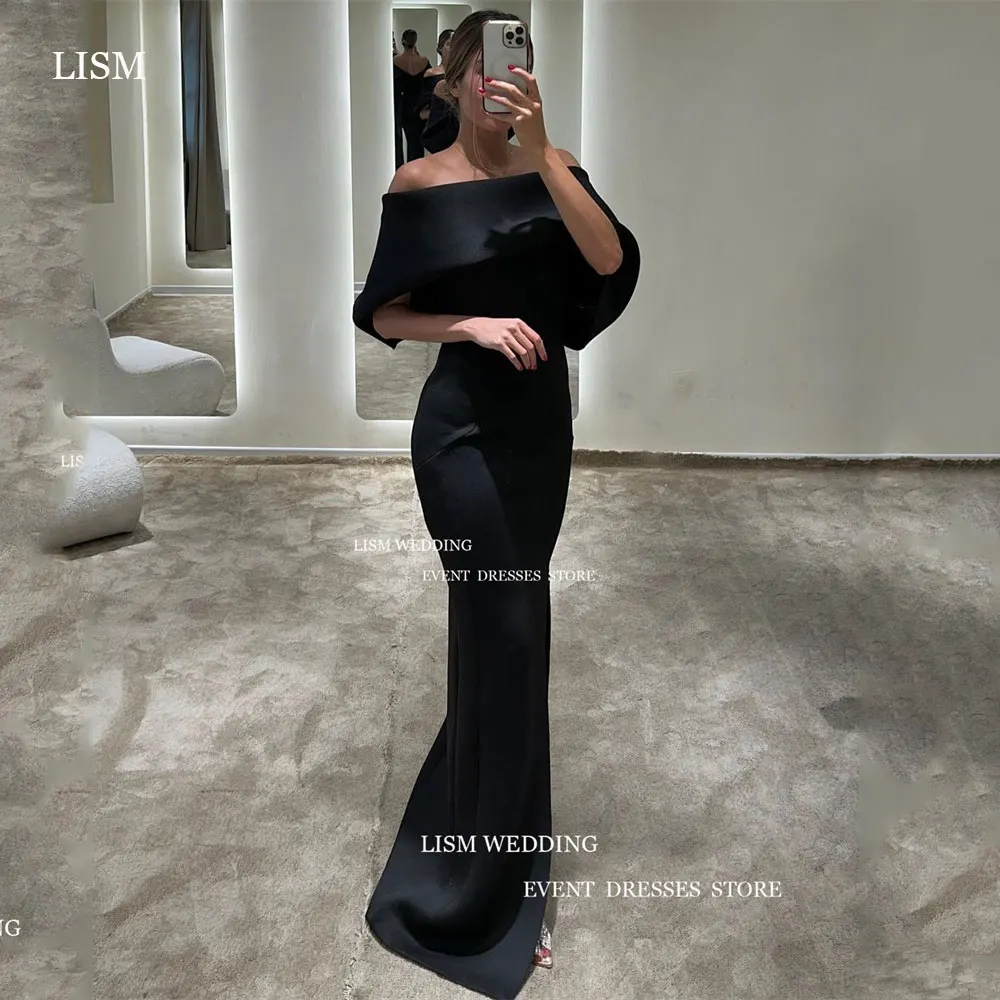 LISM Simple Mermaid Evening Dress For Women 2024 Off Shoulder Silk Satin Prom Gown Floor Length Robe De Mariage Custom Made