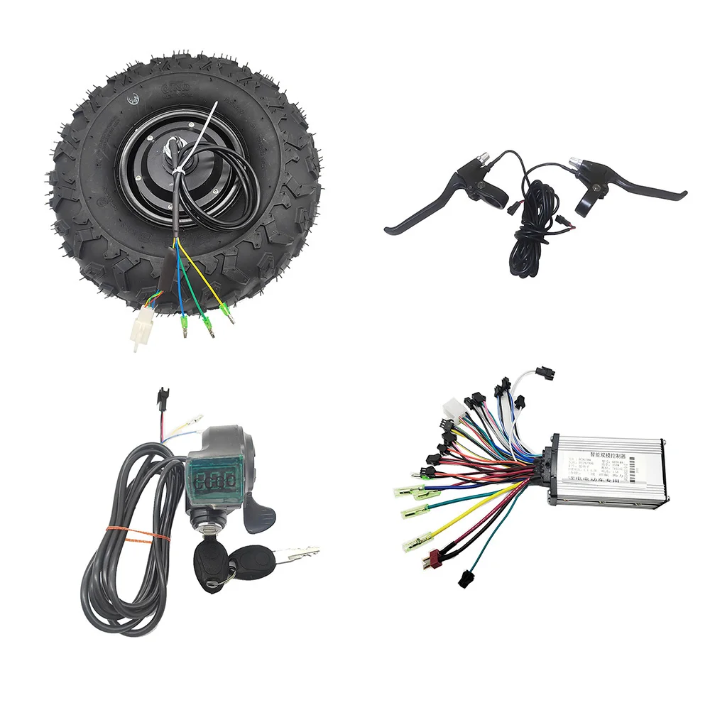 Hoge Koppel Kruiwagen 24V 36V 48V 350W 500W Elektrische Borstelloze Motor Kit 14.5Inch Off-Road Banden