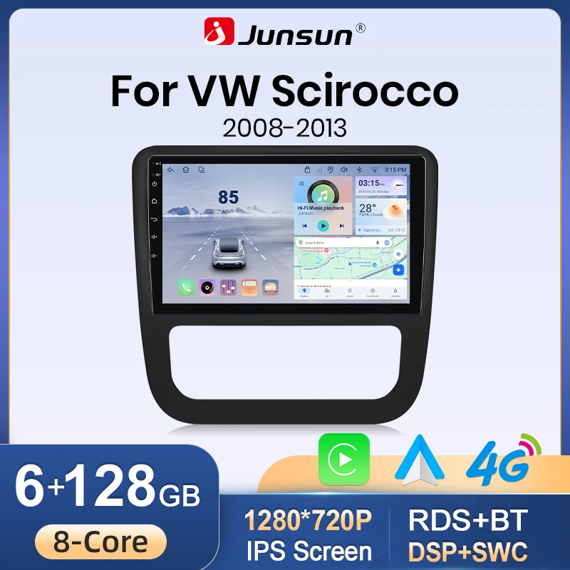 Junsun Auto Radio Drahtlose CarPlay Android Auto Auto Radio Für VW VOLKSWAGEN SCIROCCO Mk3 2008-2014 GPS Navi BT DSP RDS FM 2 din