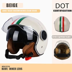 Z certyfikatem kropki w stylu Vintage otwarty kask motocyklowy otwarty kask Retro 3/4 kask Casco Casque Moto mężczyźni kobiety