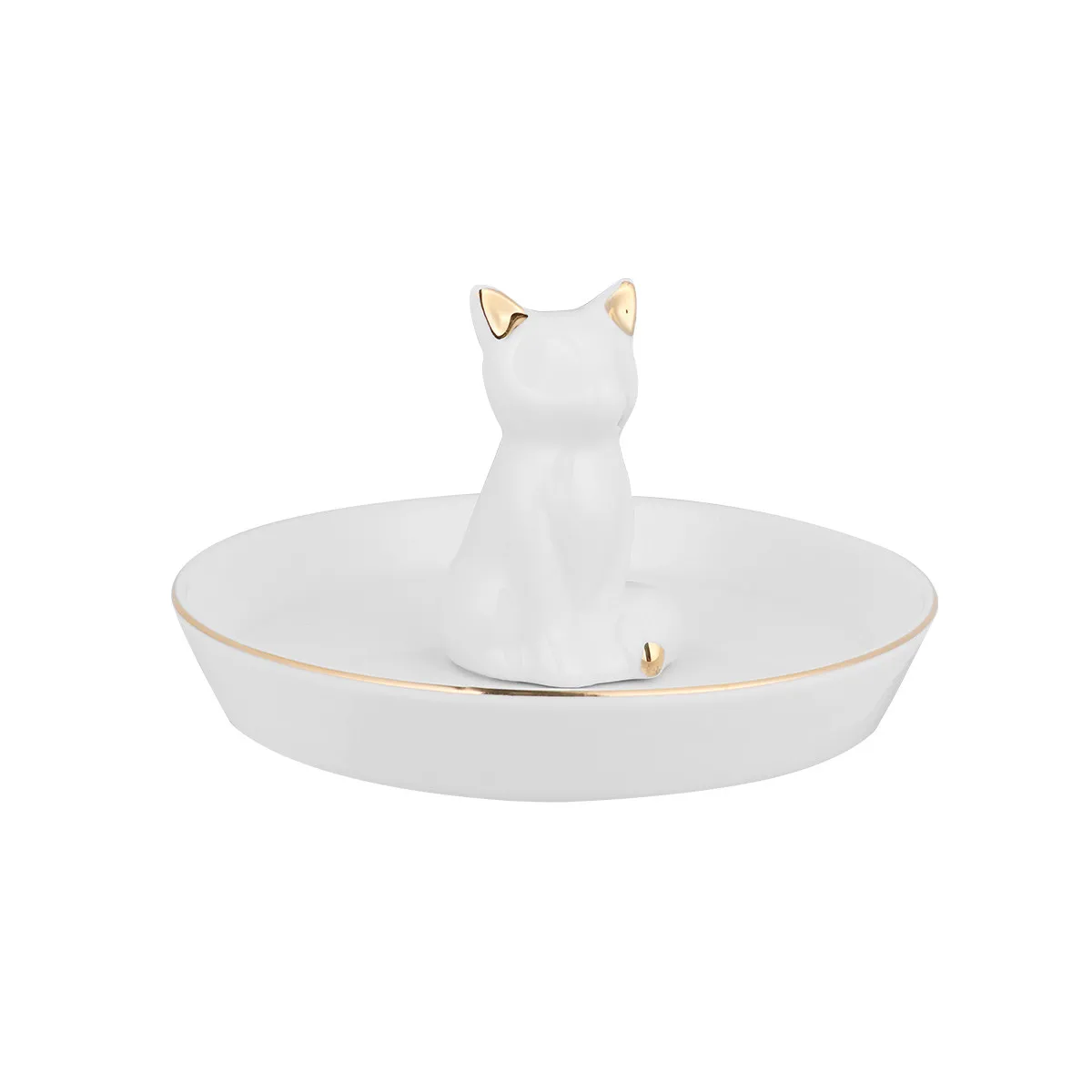 

Набор из 2 керамических белых декоративных подносов для украшений: органайзер для колец, серег, браслетов. Компактный подарок для дома.