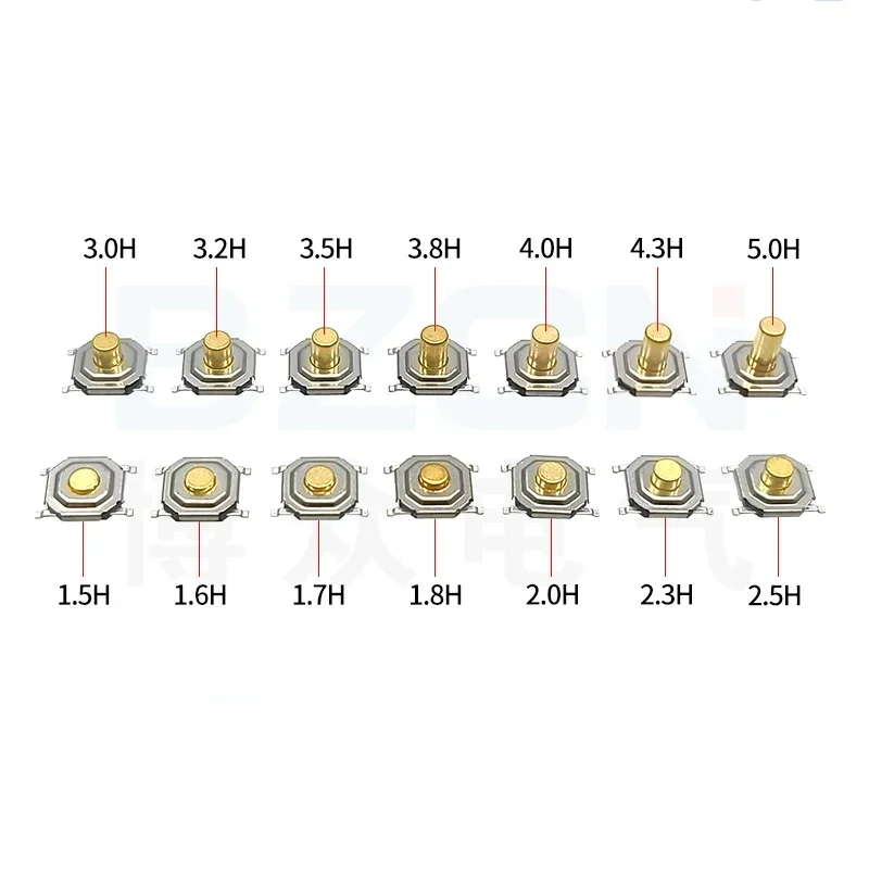 20Pcs SMD Tactile Push Button Micro Switches 4x4x1.5-5mm Momentary Solder Tab for Electronic Components - Image 2